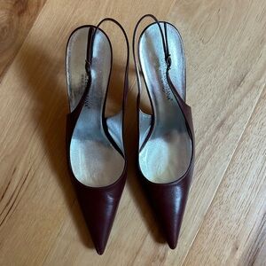 Dolce & Gabbana sz 38 1/2 Brown LEATHER SLINGBACK HEELS